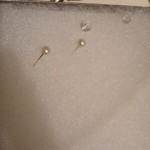14k solid gold pearl earrings rubber backs